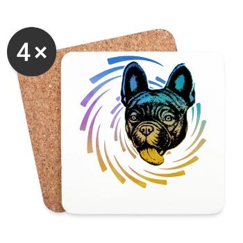 Bouledogue français - Dessous de verre (lot de 4) - blanc - Devant