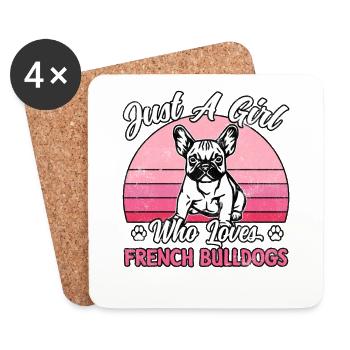 Juste une fille qui aime les bouledogues français - Dessous de verre (lot de 4) - blanc - Devant