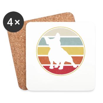 Bouledogue Français Rétro Vintage - Dessous de verre (lot de 4) - blanc - Devant