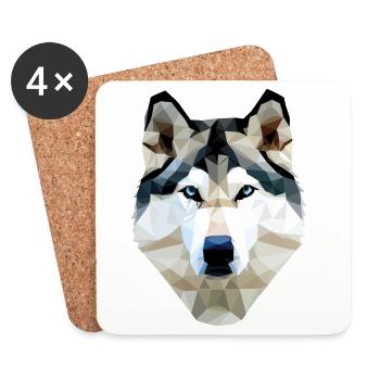 Husky Hund Polygon - Untersetzer (4er-Set) - Weiß - Vorne