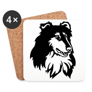 Collie Kopf - Untersetzer (4er-Set) - Weiß - Vorne