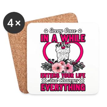 De temps en temps, un chien entre dans votre vie - Dessous de verre (lot de 4) - blanc - Devant