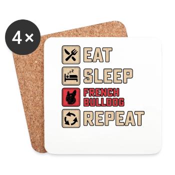Eat Sleep French Bulldog - Coasters (set of 4) - white - Front