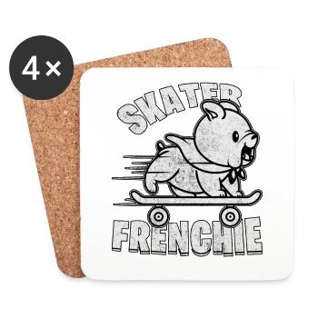 Skater frenchie - Untersetzer (4er-Set) - Weiß - Vorne