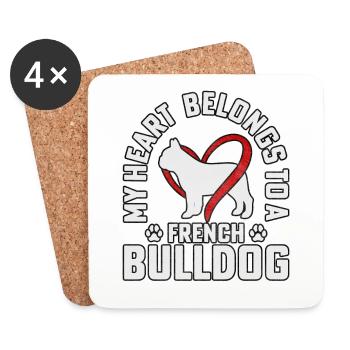 My heart belongs to a French Bulldog - Untersetzer (4er-Set) - Weiß - Vorne