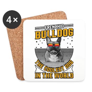 Frenchie bulldog le chien le plus cool du monde - Dessous de verre (lot de 4) - blanc - Devant
