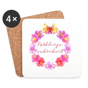 Frühlingsschönheit Schmetterling - Wortschätze - Untersetzer (4er-Set) - Weiß - Vorne