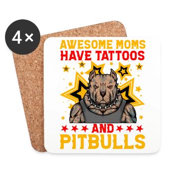 Les mamans géniales ont des tatouages et des pitbulls - Dessous de verre (lot de 4) - blanc - Devant