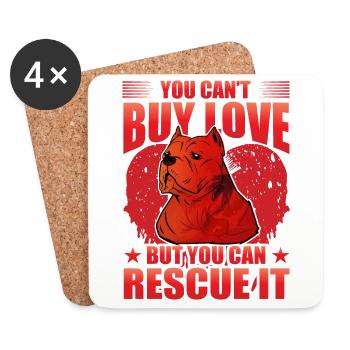vous ne pouvez pas acheter l’amour mais vous pouvez le sauver Pitbull - Dessous de verre (lot de 4) - blanc - Devant