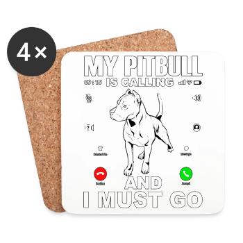 Mon Pitbull m’appelle et je dois partir - Dessous de verre (lot de 4) - blanc - Devant
