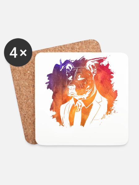 Pitbull - Untersetzer (4er-Set) - Weiß