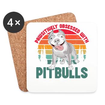 Pawsitivley obsessed with Pitbulls - Coasters (set of 4) - white - Front