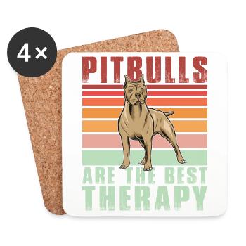 Pitbulls are the best Therapy - Coasters (set of 4) - white - Front