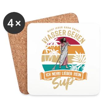 Nicht jeder kann über Wasser gehen - Jesus - SUP - Untersetzer (4er-Set) - Weiß - Vorne