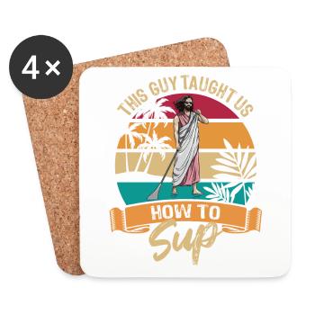 This guy taught us how to SUP - Jesus - Paddle - Untersetzer (4er-Set) - Weiß - Vorne