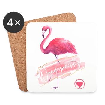 Wunderprächtig - Flamingo pink - Wortschätze - Untersetzer (4er-Set) - Weiß - Vorne
