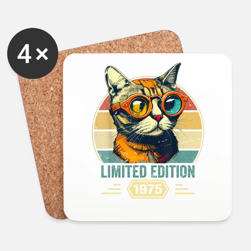 Awesome since 1975 Katze Geburtstag Geschenk - Untersetzer (4er-Set) - Weiß