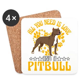 All you need is love and a Pitbull - Untersetzer (4er-Set) - Weiß - Vorne
