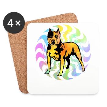 Pitbull Retro - Coasters (set of 4) - white - Front