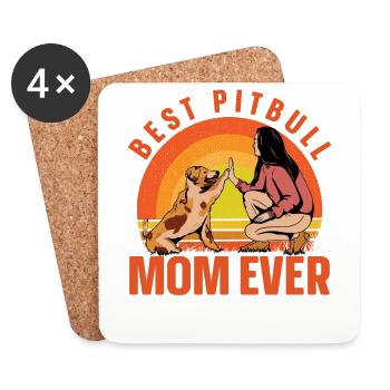 Meilleure maman Pitbull de tous les temps - Dessous de verre (lot de 4) - blanc - Devant