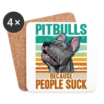 Pitbulls because people suck - Coasters (set of 4) - white - Front