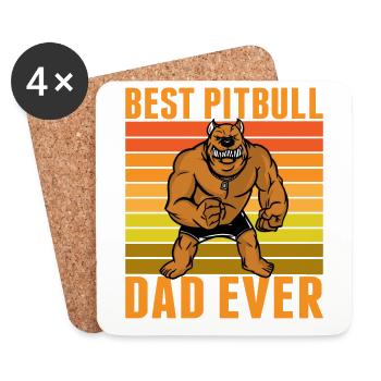 Meilleur père Pitbull de tous les temps - Dessous de verre (lot de 4) - blanc - Devant