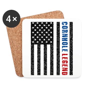 Cornhole Legend États-Unis - Dessous de verre (lot de 4) - blanc - Devant
