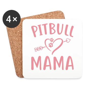 Pitbull Mama - Coasters (set of 4) - white - Front