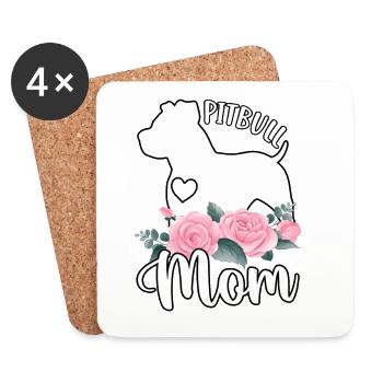 Pitbull Mom - Coasters (set of 4) - white - Front