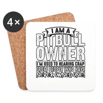 Je suis propriétaire d’un pitbull - Dessous de verre (lot de 4) - blanc - Devant