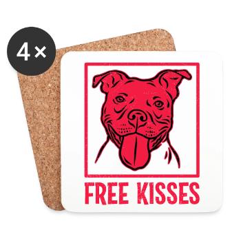 Bisous gratuits Pitbull - Dessous de verre (lot de 4) - blanc - Devant