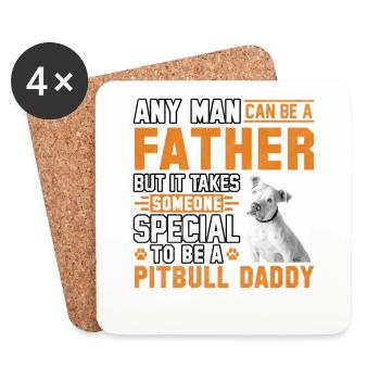 Pitbull Papa Père - Dessous de verre (lot de 4) - blanc - Devant