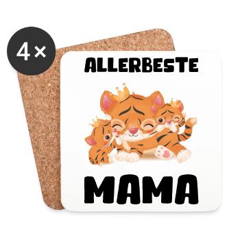 Allerbeste Mama Damen Frauen Muttertag Geschenk - Untersetzer (4er-Set) - Weiß - Vorne