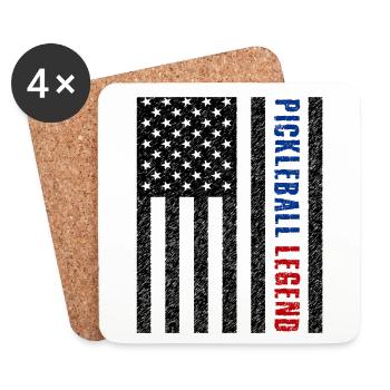 Légende du pickleball États-Unis - Dessous de verre (lot de 4) - blanc - Devant