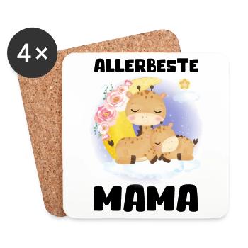 Allerbeste Mama Damen Frauen Muttertag Geschenk - Untersetzer (4er-Set) - Weiß - Vorne