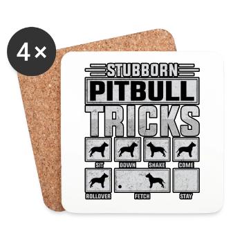 Stubborn pitbull tricks - Coasters (set of 4) - white - Front