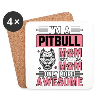 Je suis une maman Pitbull comme une maman ordinaire juste plus cool - Dessous de verre (lot de 4) - blanc - Devant
