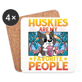 Les Huskies sont mes personnes préférées - Dessous de verre (lot de 4) - blanc - Devant