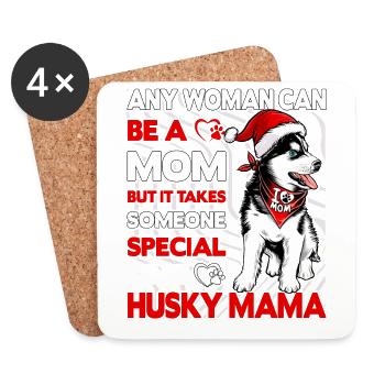Maman husky - Dessous de verre (lot de 4) - blanc - Devant