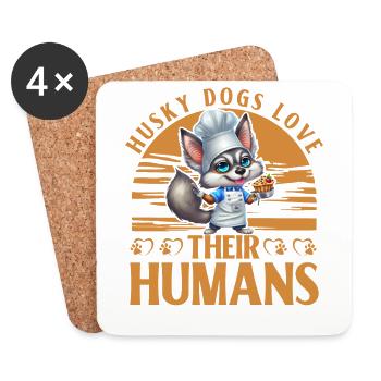 Les chiens Husky aiment leurs humains - Dessous de verre (lot de 4) - blanc - Devant