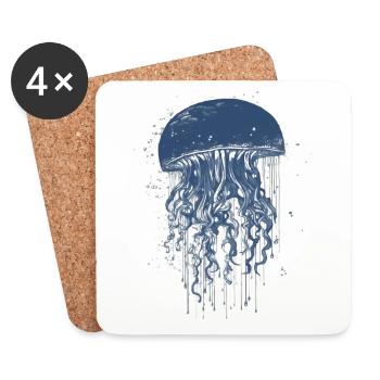 Qualle - Untersetzer (4er-Set) - Weiß - Vorne