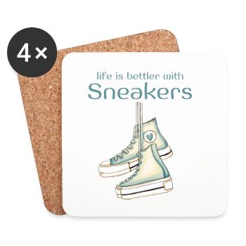 life is better with sneakers Turnschuh - Untersetzer (4er-Set) - Weiß - Vorne