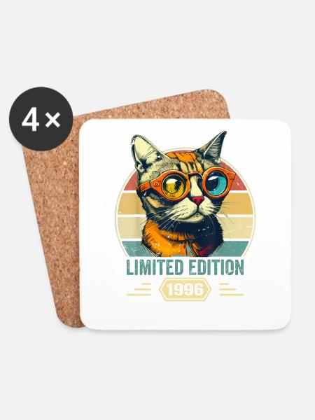 Awesome since 1996 Katze Geburtstag Geschenk - Untersetzer (4er-Set) - Weiß