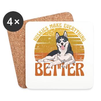 Les Huskies améliorent tout - Dessous de verre (lot de 4) - blanc - Devant