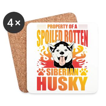 Propriété d’un husky sibérien pourri gâté - Dessous de verre (lot de 4) - blanc - Devant
