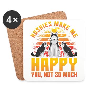 Les Huskies me rendent heureux pas tellement - Dessous de verre (lot de 4) - blanc - Devant