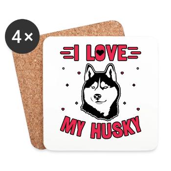 I love my husky - Untersetzer (4er-Set) - Weiß - Vorne