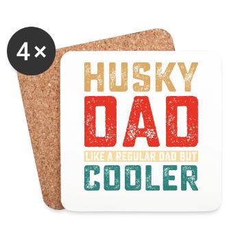 Papa husky comme un père ordinaire mais plus cool - Dessous de verre (lot de 4) - blanc - Devant