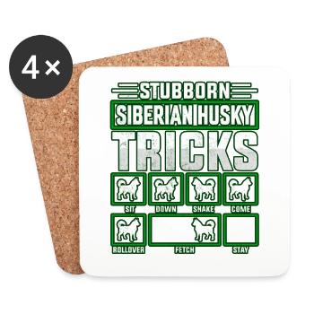 Stubborn Siberian Husky Tricks - Coasters (set of 4) - white - Front