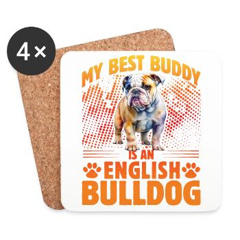 Mon meilleur copain est un bouledogue anglais - Dessous de verre (lot de 4) - blanc - Devant